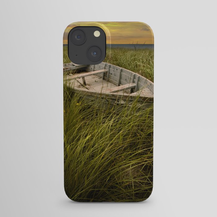 Abandoned Wooden Row Boat on the Grassy Shoreline on Prince Edward Island iPhone Case