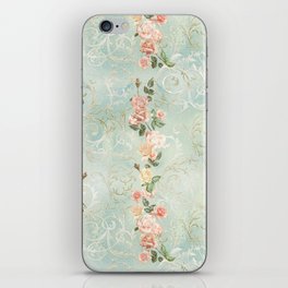 seamless, pattern, with delicate roses and monograms, shabby chic, retro. iPhone Skin