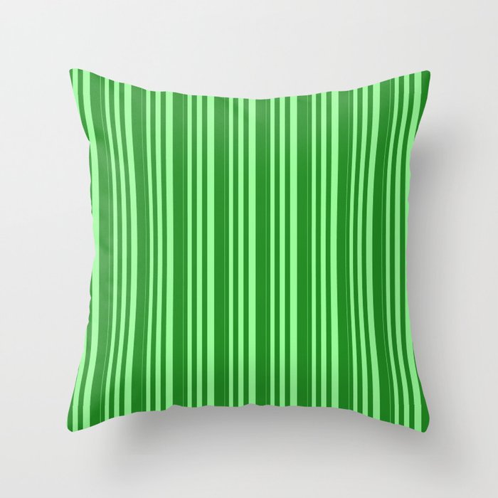 Green and Forest Green Colored Stripes/Lines Pattern Throw Pillow