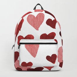 Valentine's Day Watercolor Hearts - red Backpack | Valentinesday, Couple, Giftforher, Fiancee, Red, Loving, Girlfriend, Hearts, Painting, Romance 