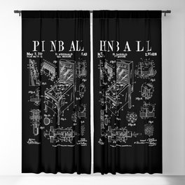 Pinball Arcade Gaming Machine Vintage Gamer Patent Print Blackout Curtain