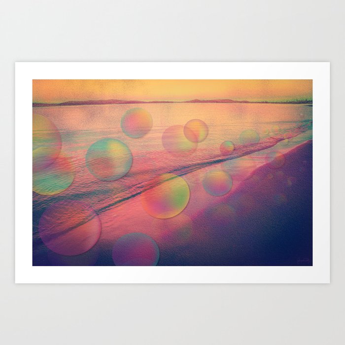Colorful Summer Dream (California Beach in Rainbow Colors) Art Print