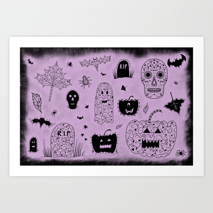 Spooky Halloween in purple Art Print