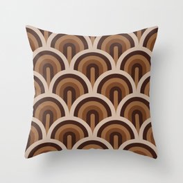 Art Deco scales earthy brown Throw Pillow