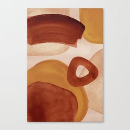 Abstract Shapes Terracotta Mustard Yellow Beige Brushstrokes Watercolor Painting no.1 Canvas Print