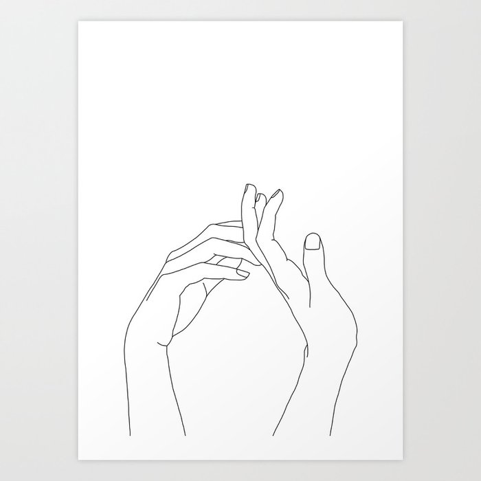 hands line drawing illustration abi art print by thecolourstudy