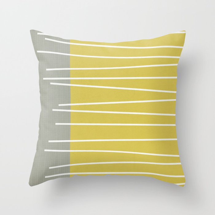 MId century modern textured stripes Throw Pillow