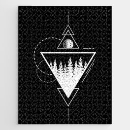 Modern Geometric Nature Forest Boho Triangles Graphic Jigsaw Puzzle