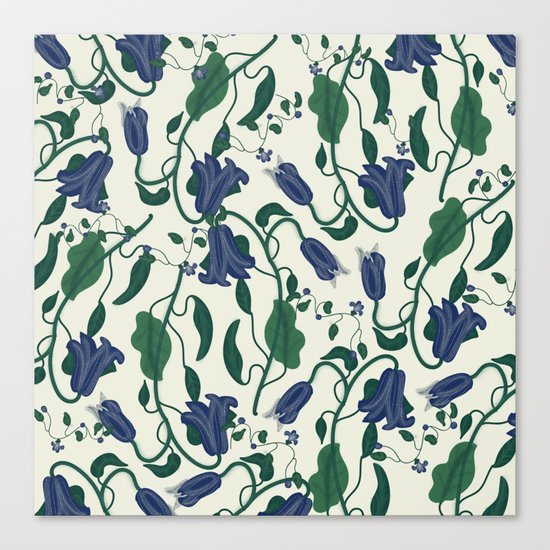 Blue Vintage Flower Pattern Canvas Print