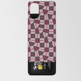 Wine Red Warped Checkerboard Grid Illustration Android Card Case