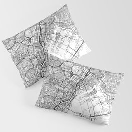 Tokyo White Map Pillow Sham