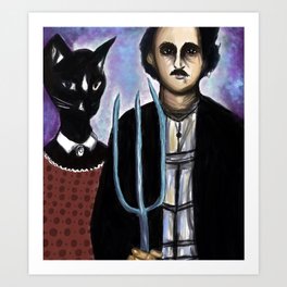 Edgar Allen Poe and Black Cat Art Print