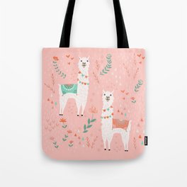 Lovely Llama on Pink Tote Bag