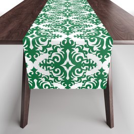 Damask (Olive & White Pattern) Table Runner