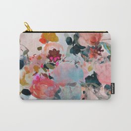 floral bloom abstract painting Carry-All Pouch | Landscape Format, Roses, Curated, Digital, Soft, Watercolor, Acrylic, Blush, Pastel, Oil 