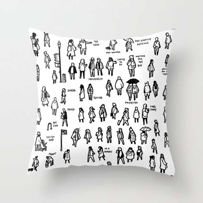 People outside Foglifter Coffee Throw Pillow