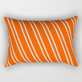 [ Thumbnail: Red, Grey, and White Colored Striped/Lined Pattern Rectangular Pillow ]