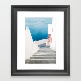 White and Blue in Santorini Greece Framed Art Print