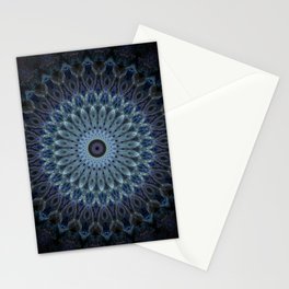 Dark blue and silver mandala Stationery Card