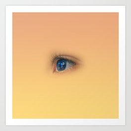 Blue eye staring Art Print | Mixed Media, People, Photo 