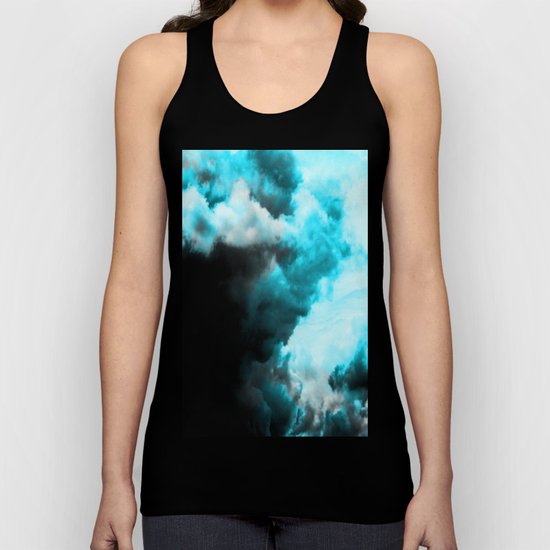 Relaxed - Cloudy Abstract In Blue And Black Unisex Tank Top
