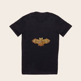 Battered Wooden Halloween Bat Decoration In A Retro Style T Shirt
