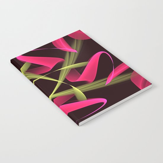 Pink ribbons in a breeze, fractal abstract pattern design Notebook