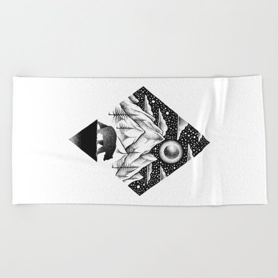 LONELY BEAR Beach Towel