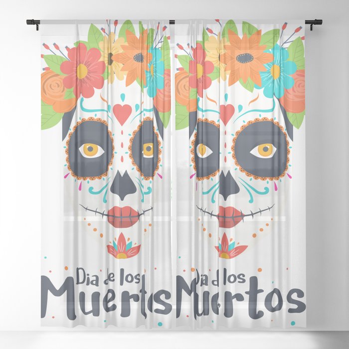 Dia de los Muertos - 2 Sheer Curtain