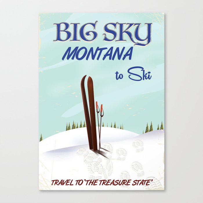big sky montana ski vintage travel poster canvas print by