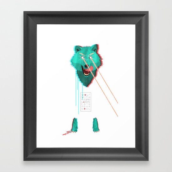 Wolf With F**king lasers Framed Art Print