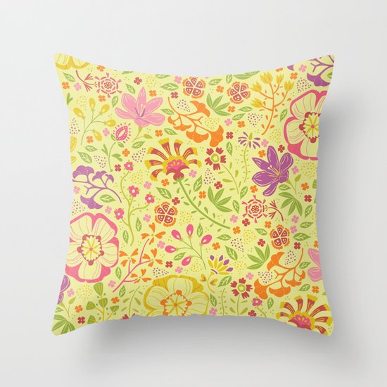 Oriental Blooms Throw Pillow