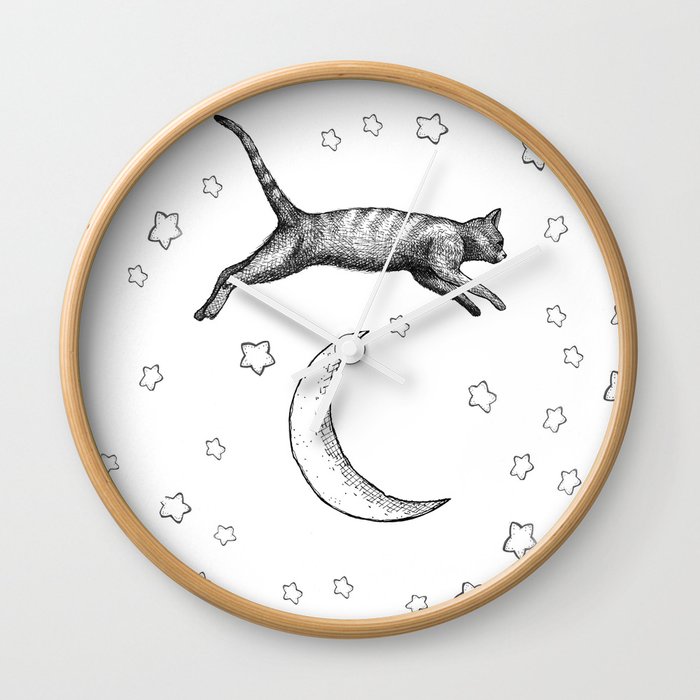 Cat Jumping Over The Moon Wall Clock