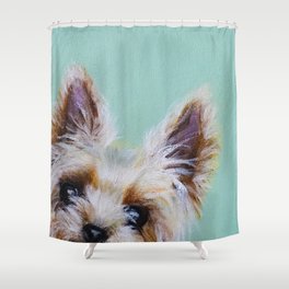 Peek-A-Boo Yorkie Shower Curtain