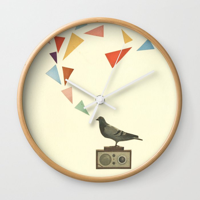 Pigeon Radio Wall Clock by Cassia Beck | Society6