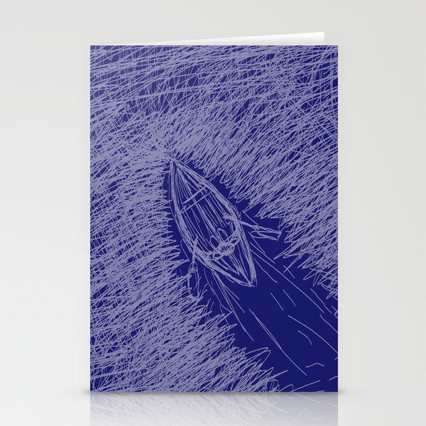 Boat on a river Stationery Cards