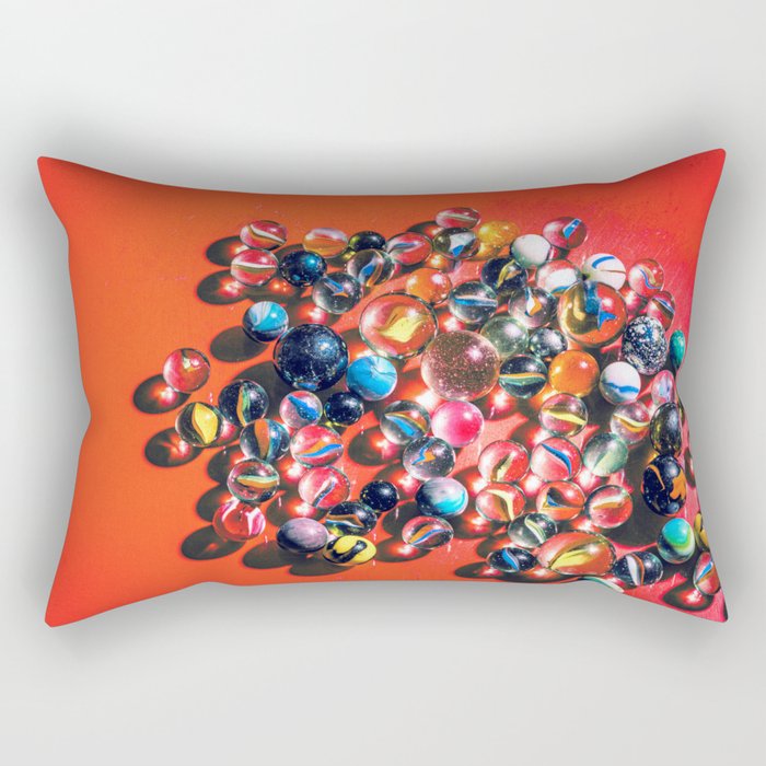 Marbles on vibrant red Rectangular Pillow