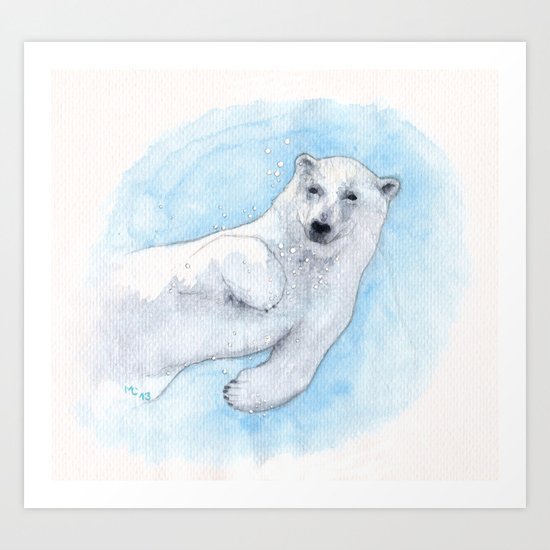 Polar bear underwater Art Print