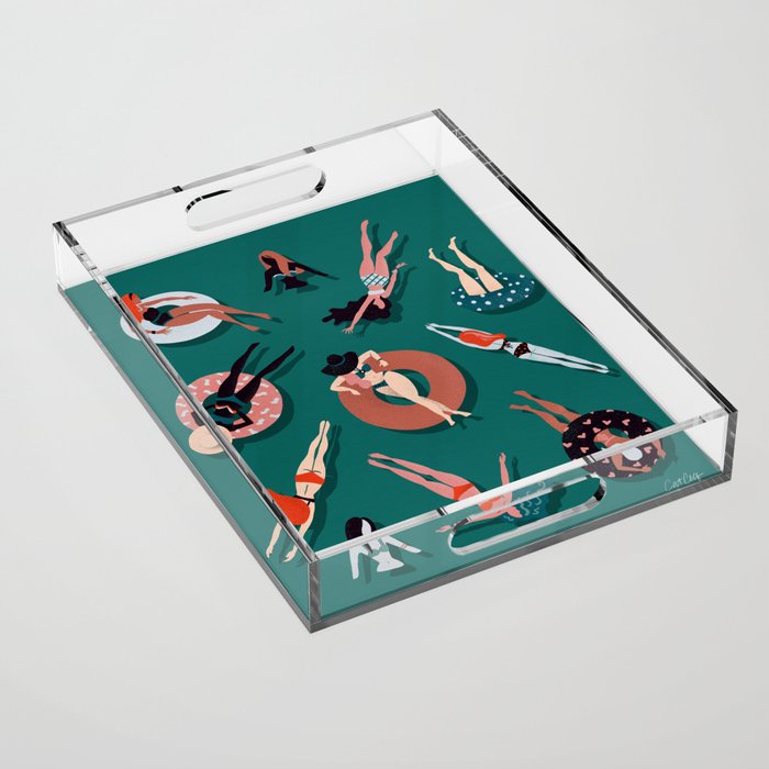 Swimming Ladies – Teal Acrylic Tray