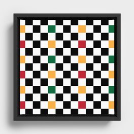 Red and Green Checkers Framed Canvas