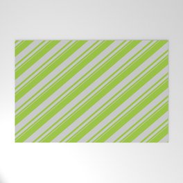 [ Thumbnail: Green & Light Grey Colored Lined Pattern Welcome Mat ]