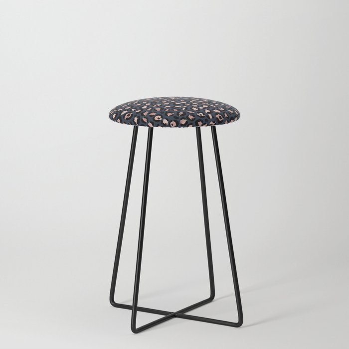 Rose Gold Leopard Print 03 Counter Stool