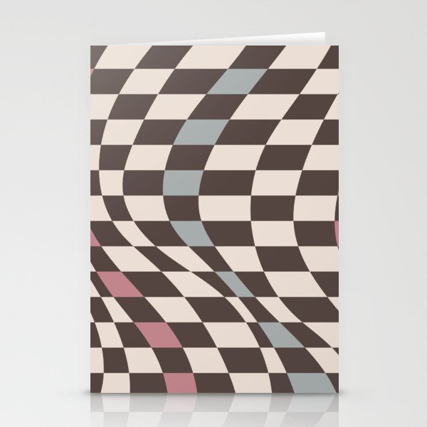 Retro color warp checked Stationery Cards