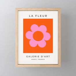 La Fleur | 01 - Retro Floral Print Orange And Pink Aesthetic Preppy Modern Abstract Flower Framed Mini Art Print