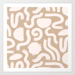 Painted Shapes Beige Ivory  Art Print