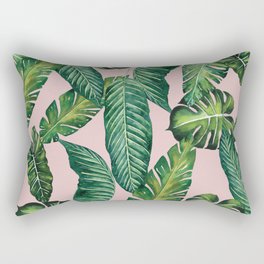 Jungle Leaves, Banana, Monstera II Pink #society6 Rectangular Pillow
