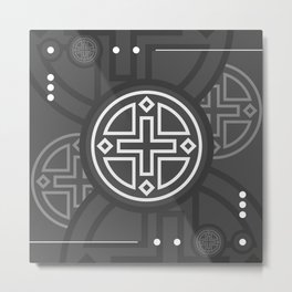 Steel Gray and White Geometric Glyph Sigil Circle Array Art 094 Metal Print | Abstract, Transmutation, Geometric, Mystic, Glyphs, Geometry, Mandala, Sign, Signs, Symbol 
