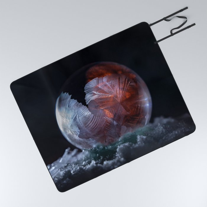 Red glowing soap bubble Picnic Blanket