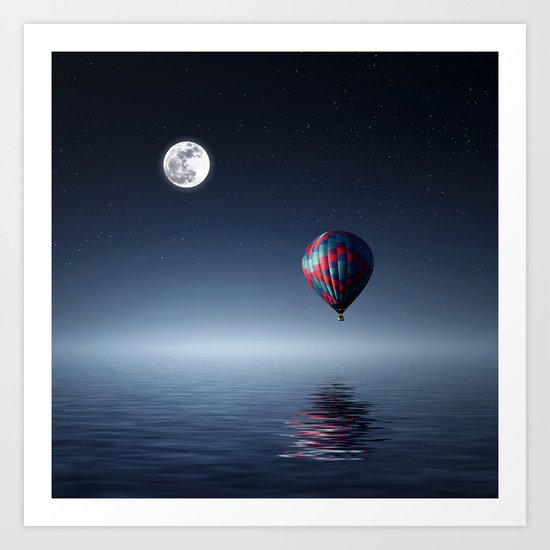 Moon & Balloon Art Print
