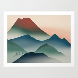 The volcanic mountain range Art Print